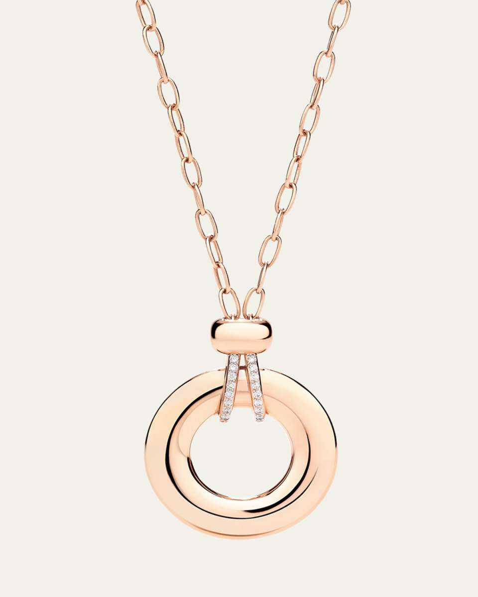 Iconica 18K Rose Gold Donut Pendant Necklace with Diamond Accent